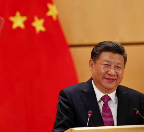 Image: Chinese President Xi delivers a speech during a high-level event in the Assembly Hall at the United Nations European headquarters in Geneva