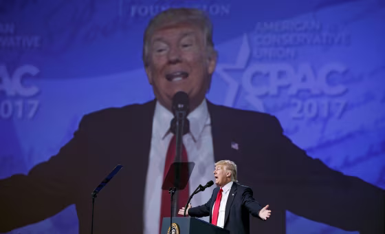 Image: Trump addresses CPAC in Oxon Hill in Maryland