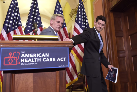 Image: House Speaker Paul Ryan takes his notes following a news conference on the American Health Care Act