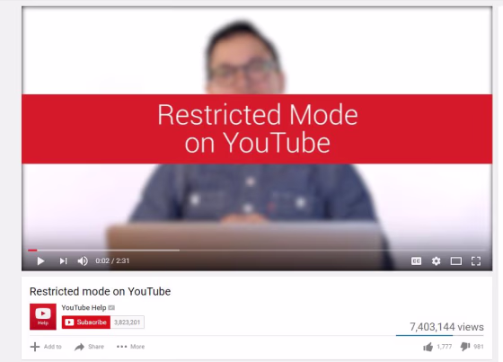 Image: YouTube's \"Restricted Mode\"