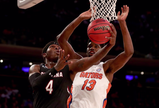 Image: Rakym Felder #4 of the South Carolina Gamecocks shoots the ball against Kevarrius Hayes #13 of the Florida Gators during the 2017 NCAA Men's Basketball Tournament East Regional at Madison Square Garden on March 26, 2017.