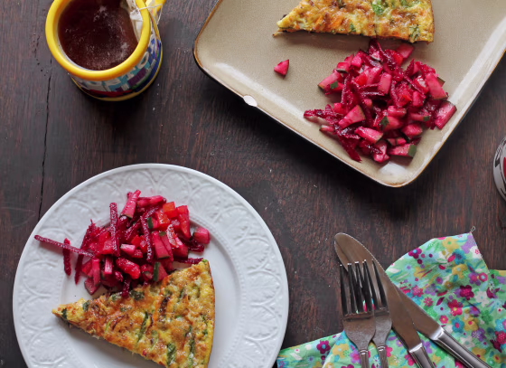 Image: Kale, leek and cheese frittata