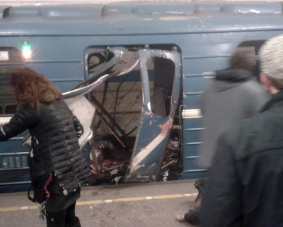 Image: The explosion tore through a subway car at about 2:40 p.m. local time (7:30 a.m. ET) Monday.