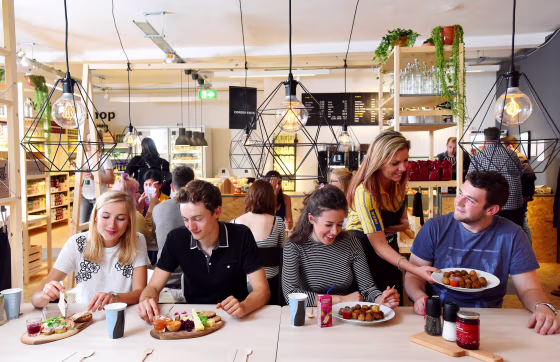 Image: Customers inside the new IKEA Cafe, London.