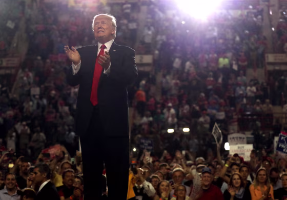 Image: U.S. President Donald Trump leads a rally marking his first 100 days in office in Harrisburg
