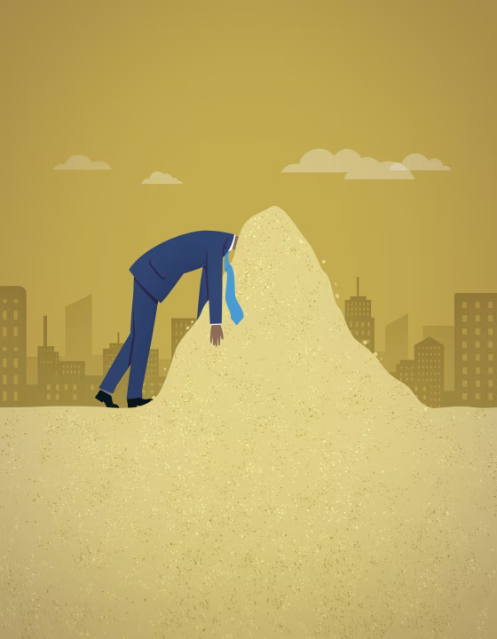 Image: Businessman burying head in the sand