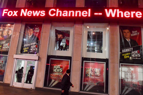 Image: Empty window is seen after Bill O'Reilly poster is removed from Fox News Channel offices in Manhattan, New York