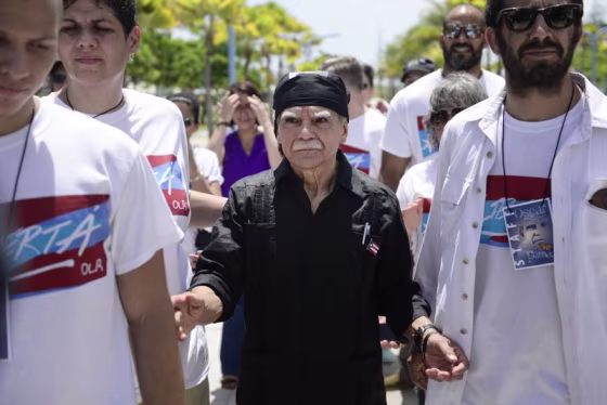 File photo of Oscar Lopez Rivera, after emerging from house arrest, May 17, 2017, in Puerto Rico.