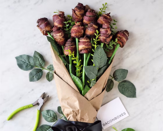 Image: A bacon bouquet by the company Bacon Boxes
