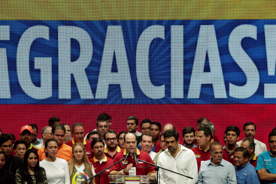 Image: Borges addresses the media after an unofficial plebiscite against President Nicolas Maduro's government and his plan to rewrite the constitution, in Cara