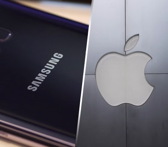 Samsung and Apple logos