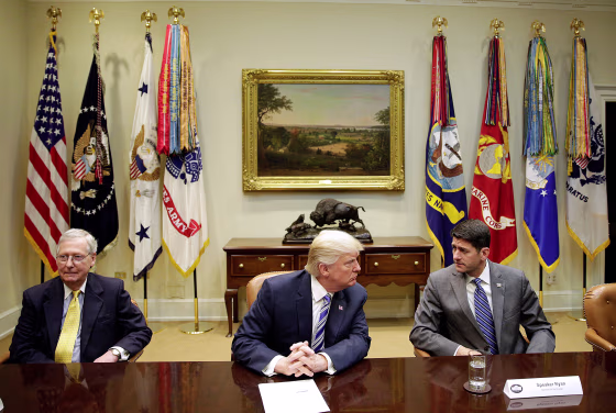 Image: U.S. President Trump meets with Republican Congressional leaders at the White House in Washington