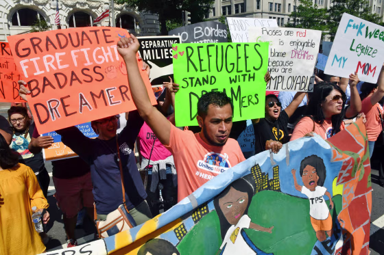 Image: Immigrants and supporters demonstrate during a rally in support of the Deferred Action for Childhood Arrivals (DACA) program