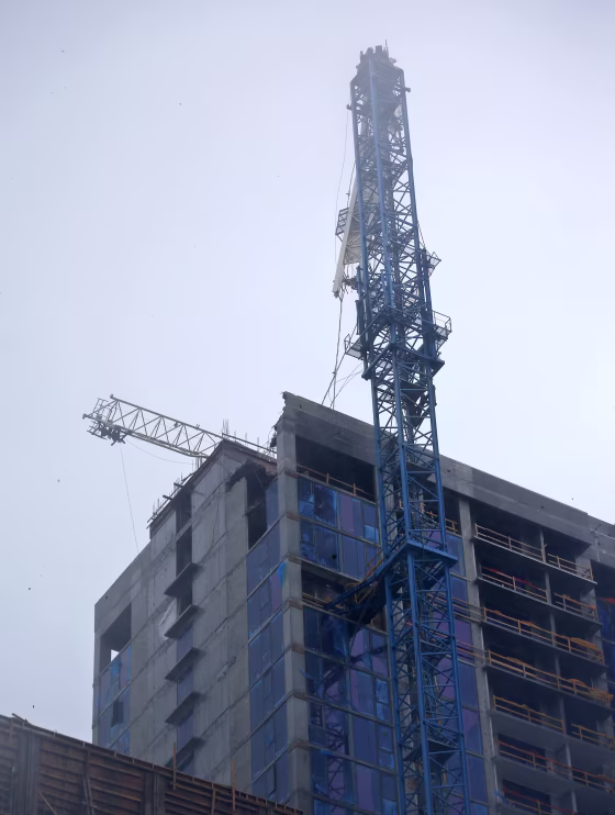 Image: A crane atop a building under construction appears after it collapsed as Hurricane Irma passes by, Sunday, Sept. 10, 2017, in downtown Miami.