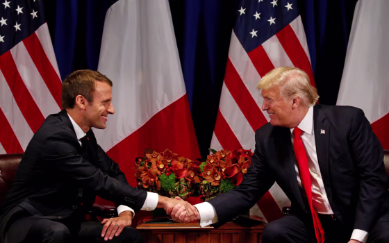 Image: Trump meets with French President Macron in New York