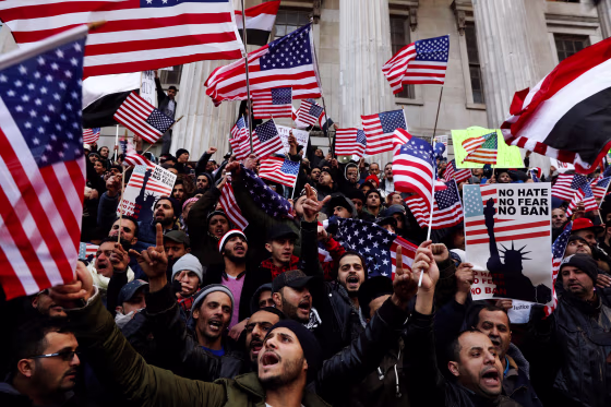 Image: Demonstrators participate in a protest by the Yemeni community against U.S. President Donald Trump's travel ban in the Brooklyn borough of New York