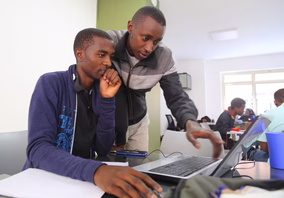 Image: Two students study at the Moringa School in Nairobi