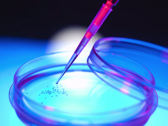 Liquid dropped onto cells in petri dish