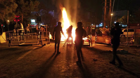 Demonstrators protest high prices and the poor state of the economy in Dorud, in Iran's Lorestan province, on Dec. 30.