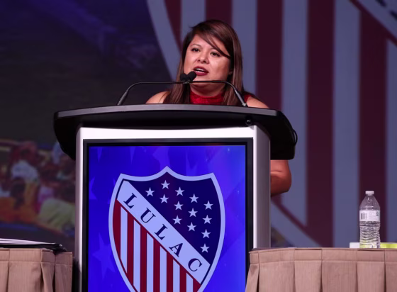 Abigail Zapote, LULAC's national vice president for young adults, speaks at the 2017 LULAC national convention in San Antonio in July 2017.