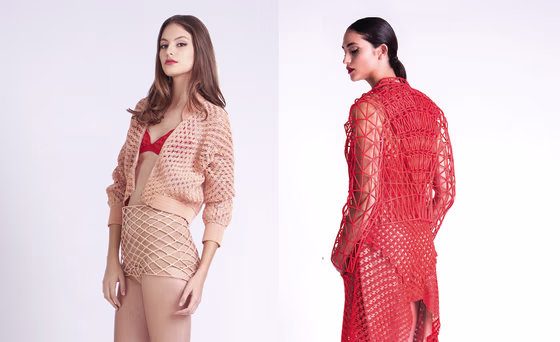 A 3D printed bomber jacket and dress by Danit Peleg.