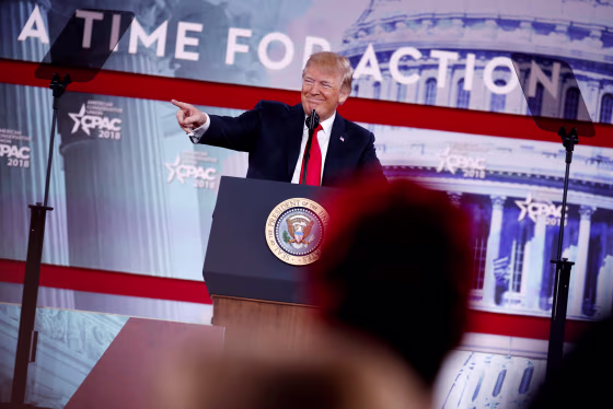 Image: Trump speaks at the Conservative Political Action Conference at National Harbor, Maryland