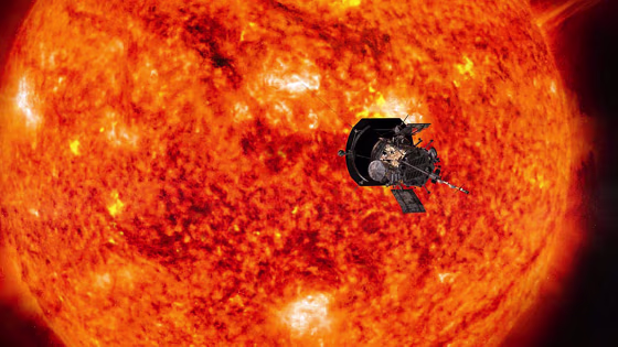 Image: Illustration of the Parker Solar Probe spacecraft approaching the Sun