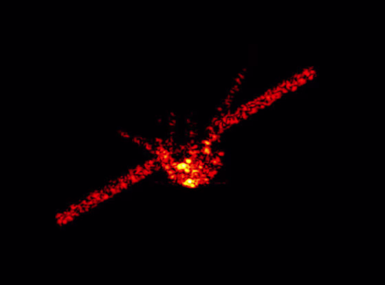 Image: The shape of China's falling space station Tiangong-1 can be seen in this radar image