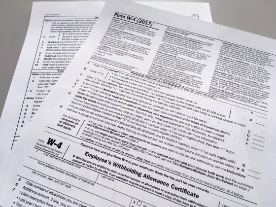 Image: IRS W-4 form
