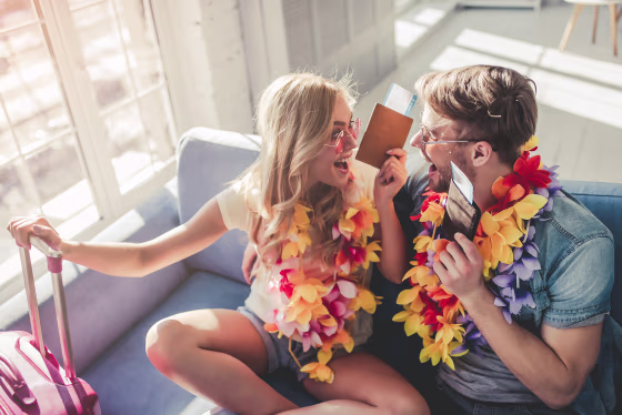 Image: Couple preparing for travel