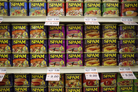 Image: Spam on supermarket shelves