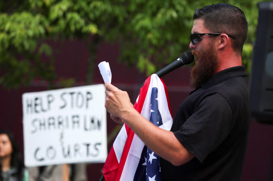 Image: An anti-Sharia rally in Seattle, Washington in 2017.