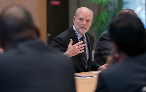 Image: Isaacs, U.S. candidate for Director general of IOM is pictured in this photo released by U.S. Mission Geneva, in Geneva