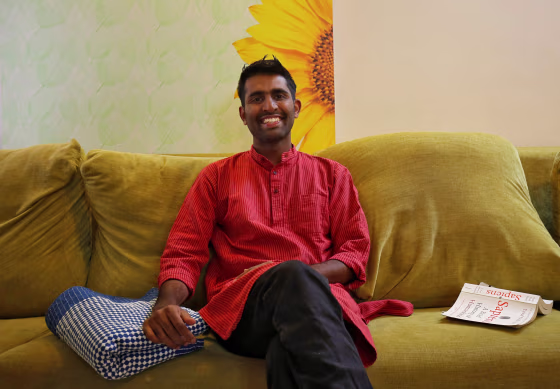 Image: Akhilesh Godi, one of the petitioners challenging India's ban on homosexuality, poses for picture inside his house in Bengaluru