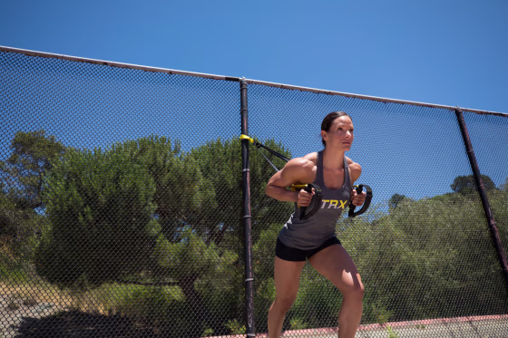 TRX bands can easily be stashed in a suitcase and are proven to activate more muscles than performing exercises without them.
