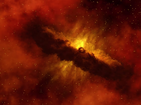 An artist's animation of a protoplanetary disk, which will eventually turn into a solar system.