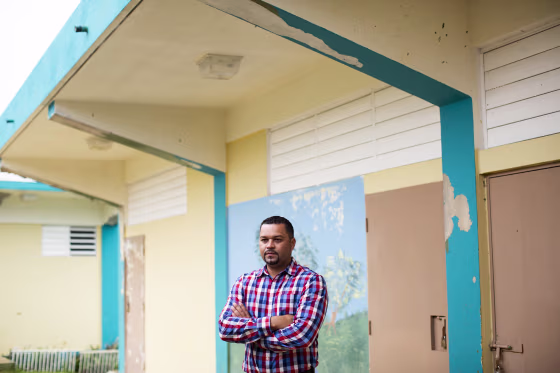 Image: Director Alberto Castillo, 37, at the S.U. Matrullas Elementary School in Orocovis