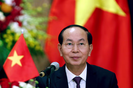 Vietnam's President Tran Dai Quang attends a news conference in Hanoi