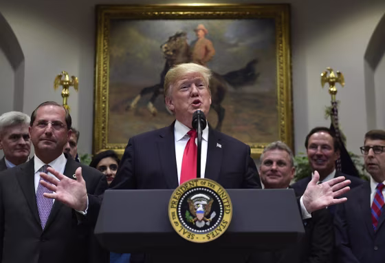 President Donald Trump speaks during the signing ceremony for \"Patient Right to Know Drug Prices Act\" and \"Know the Lowest Price Act of 2018\"
