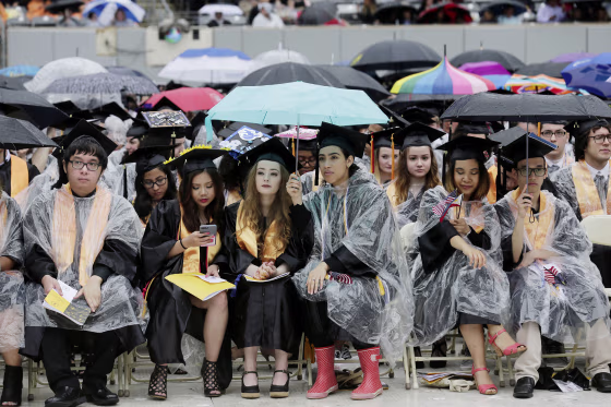 New graduates attend the Bergen Community College commencement in East Rutherford