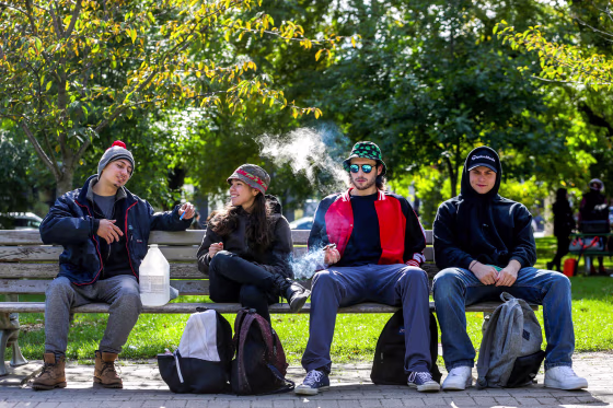 Image: People smoke on the day Canada legalizes recreational marijuana at Trinity Bellwoods Park.