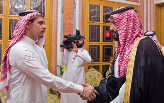 Image: Saudi Crown Prince Mohammed bin Salman meeting with Jamal Khashoggi's sons Salah and Sahel in Riyadh