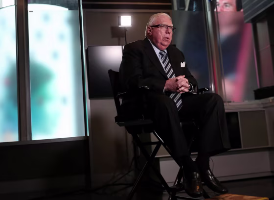 Jerome Corsi speaks during an interview in New York