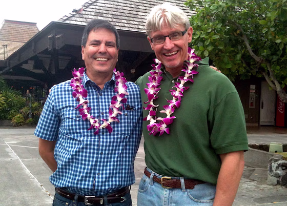 Anthony Gonzales, left, and his late husband, Mark Johnson, in Hawaii in 2012.