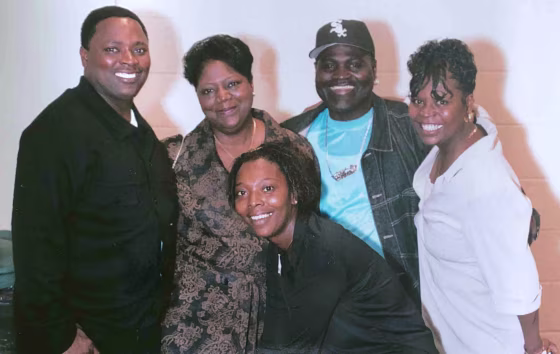 Image: Edward Douglas, far left, with family before he was sent to prison.