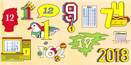 Illustration of the small numbers that made big news in 2018.