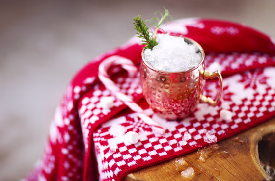 A cold Moscow Mule cocktail.