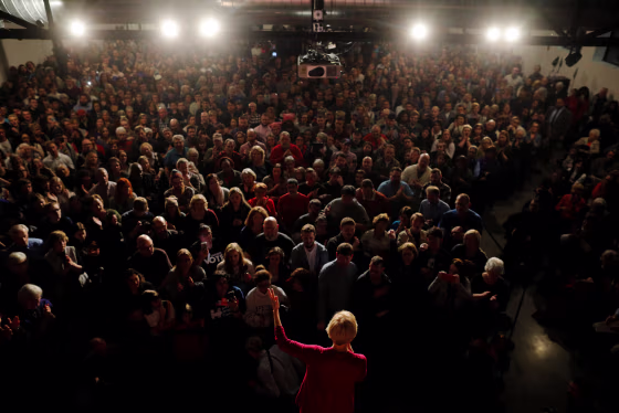 Image: Sen. Elizabeth Warren, D-Mass, speaks during an organizing event in Des Moines