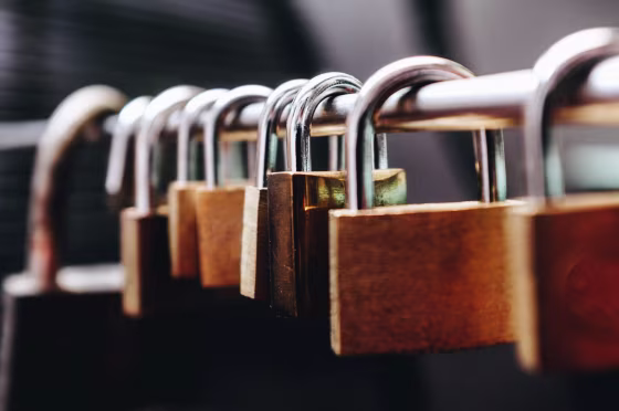 Close-Up Of Padlocks On Railing