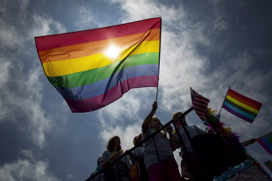 Image: People march in the annual NYC Gay Pride parade